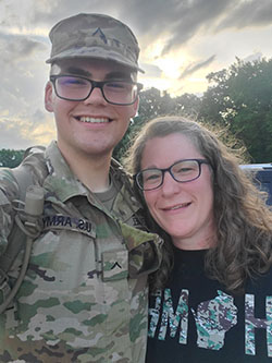 Gabe in uniform with his mom