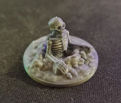 A 3D printed skeleton minifigure